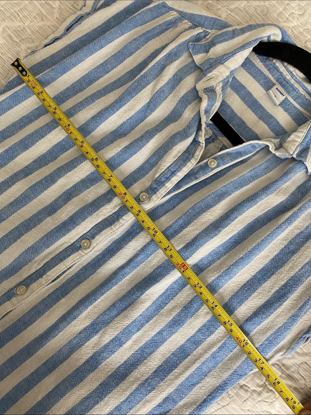 Old Navy Blue & White Vertical Stripe Midi Shirt Dress - Picture 6 of 7